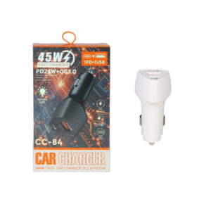شارژر فندکی PD و فست دو پورت مدل CC-84 45W - سفید