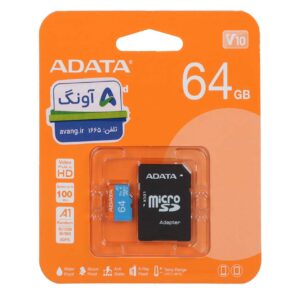 کارت حافظه 64 گیگ microSDXC ADATA و Adapter مدل UHS-I U1 Class (گارانتی پنج ساله آونگ)