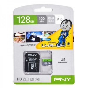 رم مموری 128GB موبایل و دوربین پی ان وای (PNY) مدل MicroSDXC UHS-I Elite 100MB/S خشاب دار گارانتی آسان سرویس