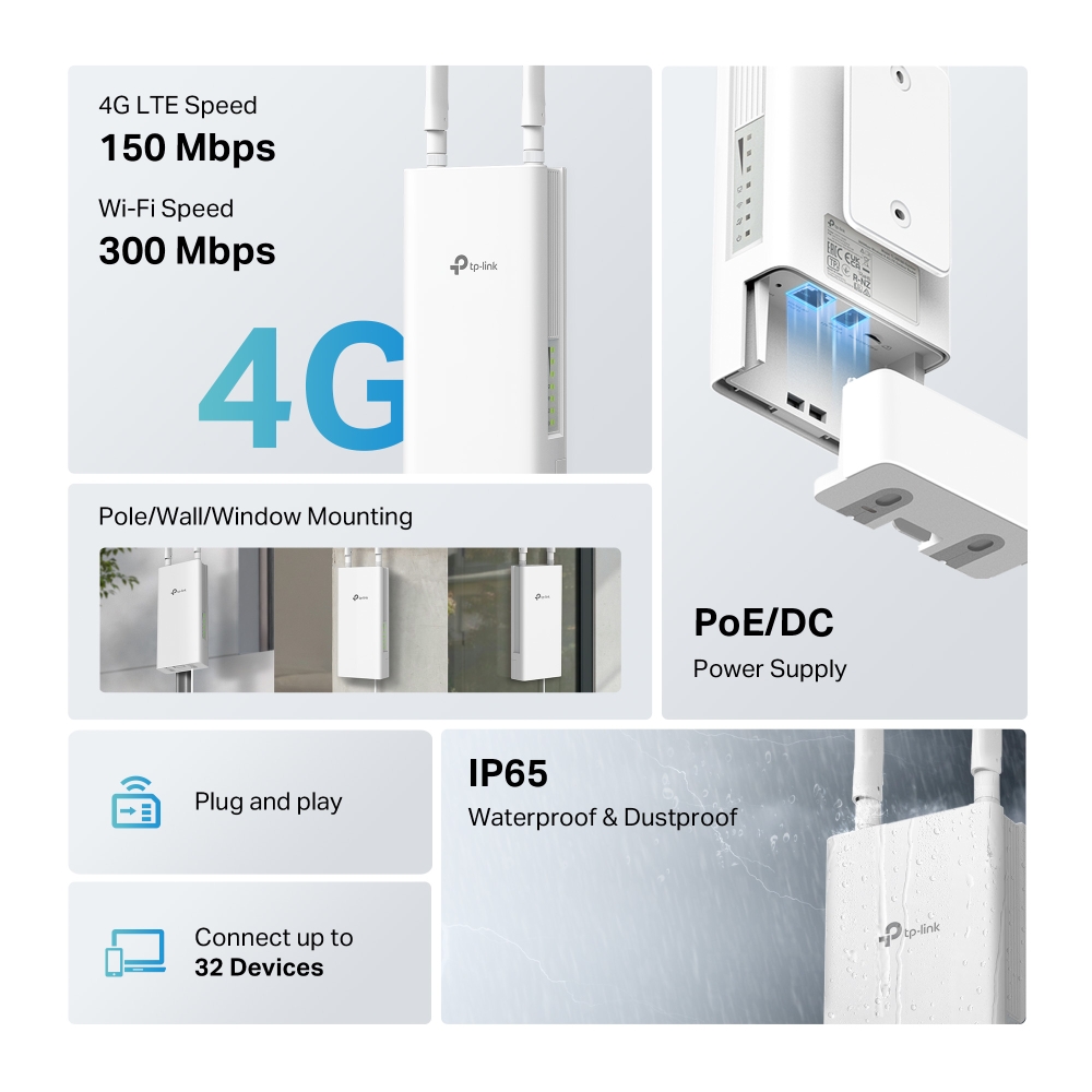 مودم 4G فضای باز برند تی پی لینک مدل TPLink TL-MR100-Outdoor