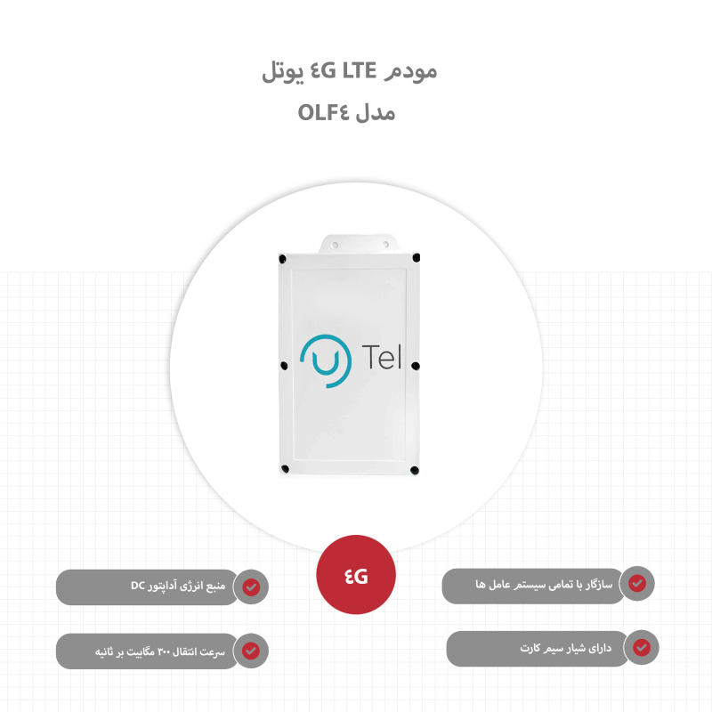 مودم 4G LTE فضای خارجی یوتل مدل UTEL OLF4 جعبه مبین نت 7700 AP آنلاک دست دوم
