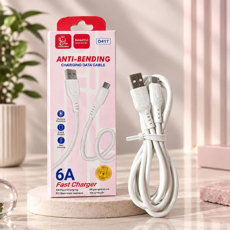 کابل شارژ TYPE-C مدل VDENMENV D41T 1M 6A