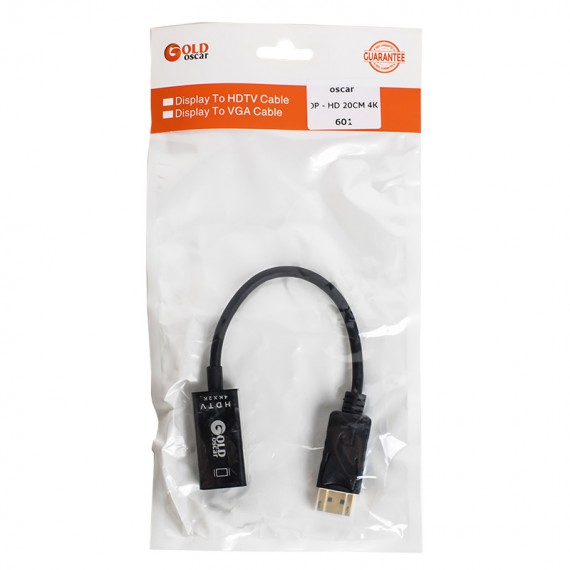کابل تبدیل DisplayPort to HDMI 4K گلد اسکار (GOLD OSCAR) طول 20 سانتی متر مدل 601