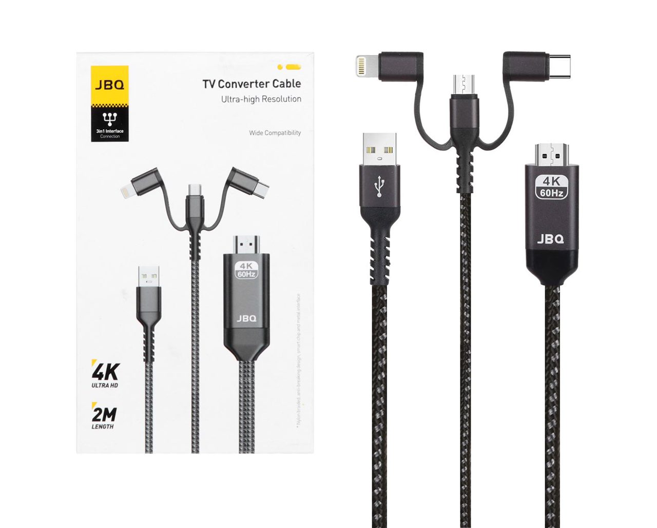 کابل 2 متری JBQ HDMI 3 in 1 مدل CA-103H - مشکی
